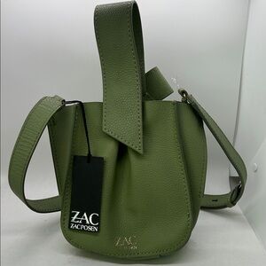 Zac Posen NWT Sage Green Leather Anthea Adj Strap Wristlet Shoulder Bag Purse 🌸🌸